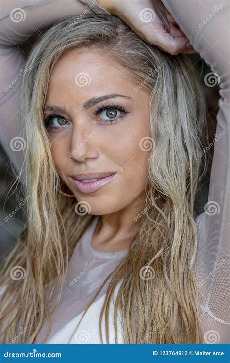 Gorgeous Blonde Female Model Enjoying A Day At The Beach Stock Photo Image Of Fashion Break