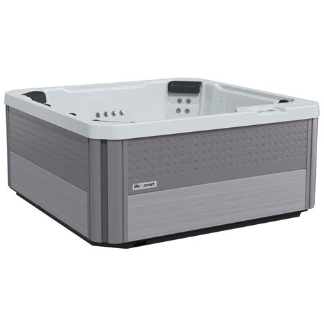 LIFESMART Square Hot Tub Spa With Locking Tub Cover Stainless Steel Gray Walmart