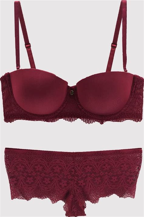 Amaranta Versay Cup Strapless Lingerie Set Pink Short Beha Lace Maat C Bol