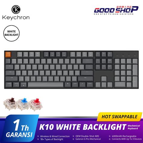 Jual Keychron K Full Size White Backlight Gateron Mechanical Hot Swap Shopee Indonesia