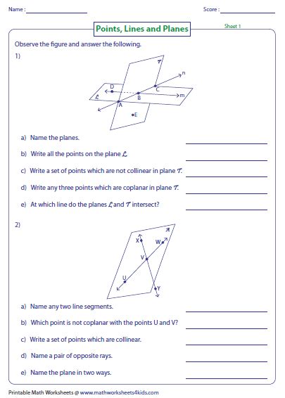 Points Lines And Planes Worksheet