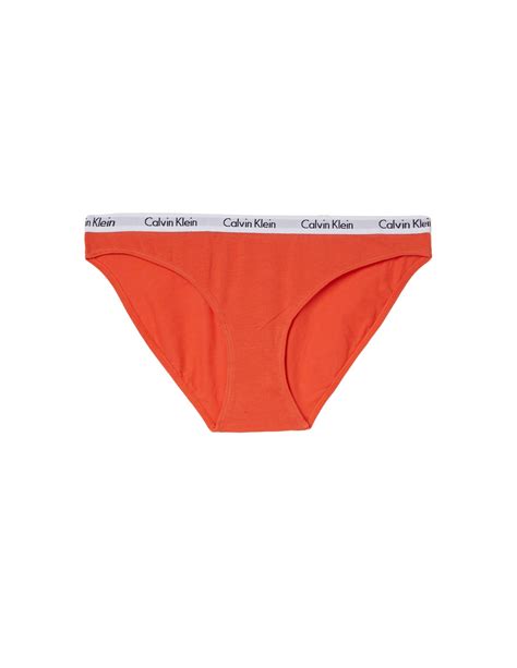 Shop Calvin Klein Bikini Underwear In Cotton Blend Orange On Rinascente