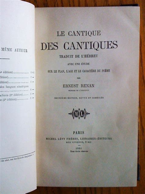 Le Cantique des Cantiques traduit de l hébreu avec une étude sur le