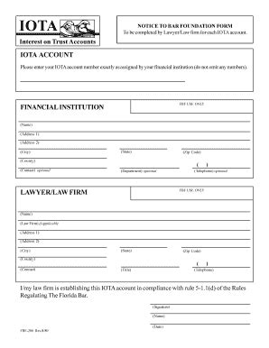 Fillable Online Florida Iota Account Setup Florida Bar Form Fax