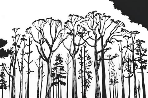 Premium Vector Black Branch Tree Or Naked Trees Silhouettes Set Hand Drawn Isolated