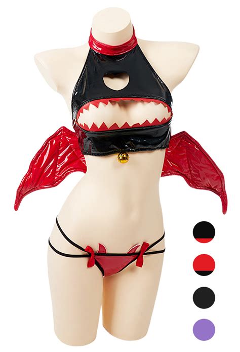 Women Sexy Night Vampire Valentine Lingerie Gothic Lingerie Pu Leather Unique Teeth Design