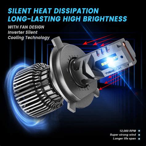 NOVSIGHT 2X H4 100W LED Headlight Kit Hi/Lo Beam 6500K Canbus Error ...