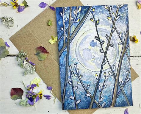 Pussy Willow In Moonlight Greetings Card Talking Trees Books