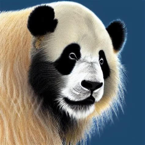 Profile View Of Cute Fluffy Baby Panda With Long Stable Diffusion