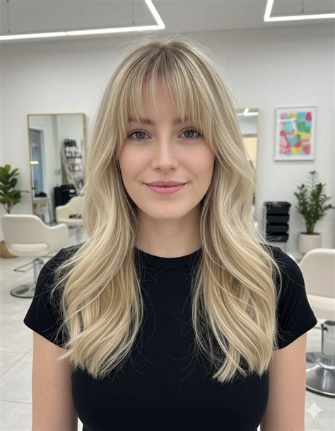 Long Hairstyles With Bangs Soft Blonde Layers With Wispy Fringe For Fine Hair