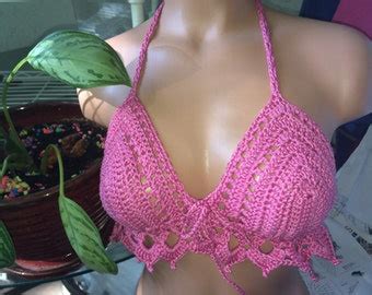 Crochet Festival Sexy Hobo Bikini Halter Top Ready To Ship Etsy