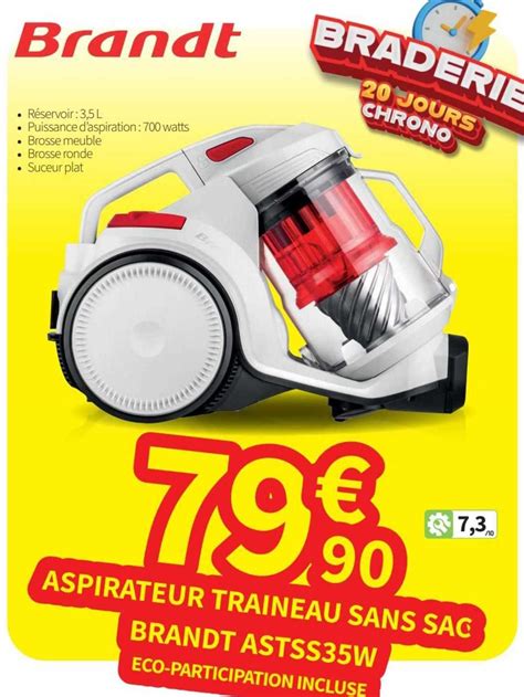 Promo Brand Aspirateur Traineau Sans Sac Brandt Astss35w Chez Conforama