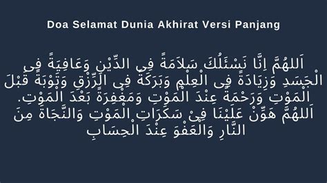 Bacaan Doa Selamat Dunia Akhirat Pendek Panjang Arab And Latin