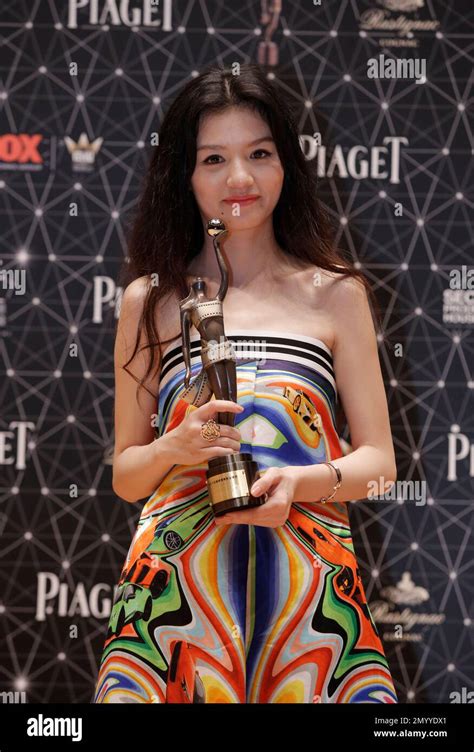 Chinese Actress Jessie Li Poses After Winning The Best Actress Award