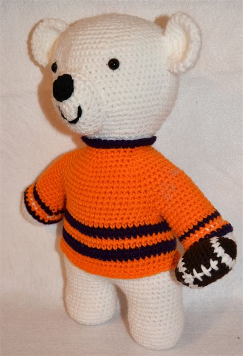 Crocheted Football Player Teddy Bear Clemson West Virginia Etsy