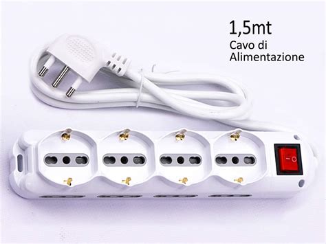 Multiprese Prese A Schuko Con Interruttore Cavo Metri Ledlux