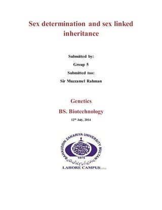 Sex Determination And Sex Linked Inheritance Docx