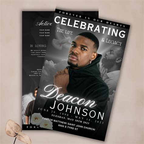 Personalized Memorial Program 8 Pages Obituary Template Magazine Cover