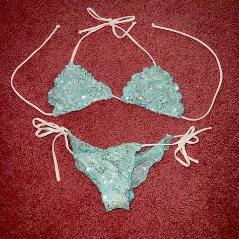 Swim Sparkly Mint Green String Bikini Poshmark