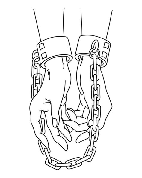 The Concept Of National Slavery And Human Trafficking Female Hands In Chains Illustration