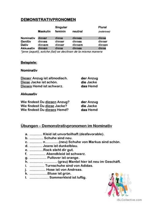 Demonstrativpronomen Deutsch Daf Arbeitsbl Tter Pdf Doc