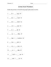 Activity Series Chemistry