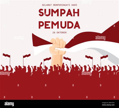 Translation Happy Indonesian Youth Pledge Day Vector Illustration