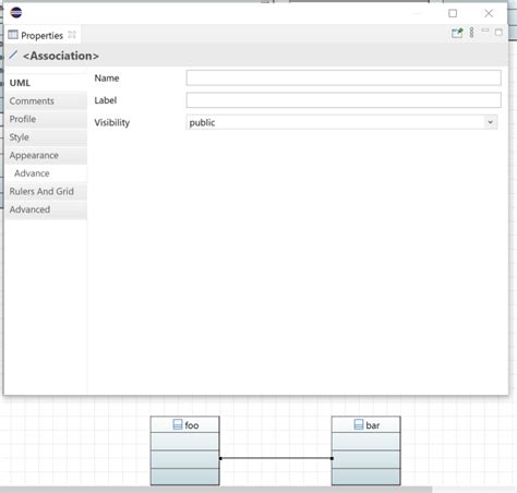 class diagram - Eclipse Papyrus asociation but settings for ...