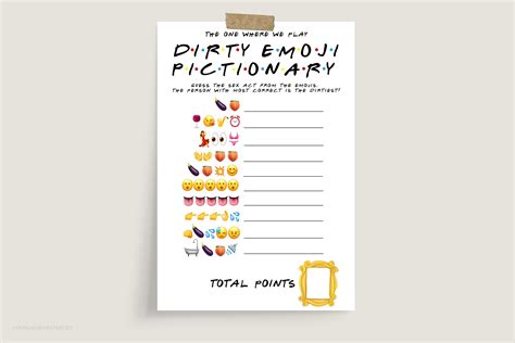 Dirty Emoji Pictionary Game With Answers Printable Instant Off