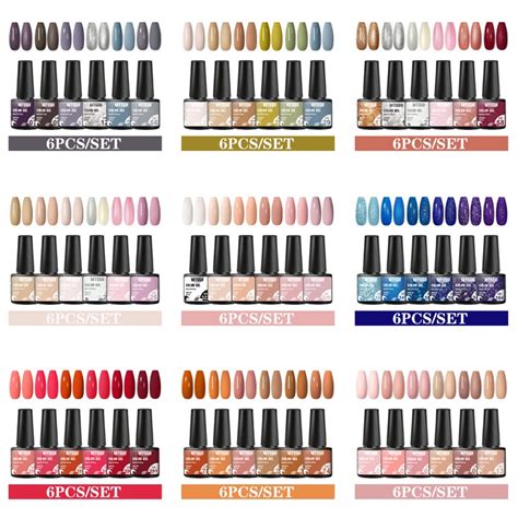 Mtssii Pcs Conjunto De Esmaltes De Gel De Polimento De Unhas Nude Pink Glitter Kit Semi