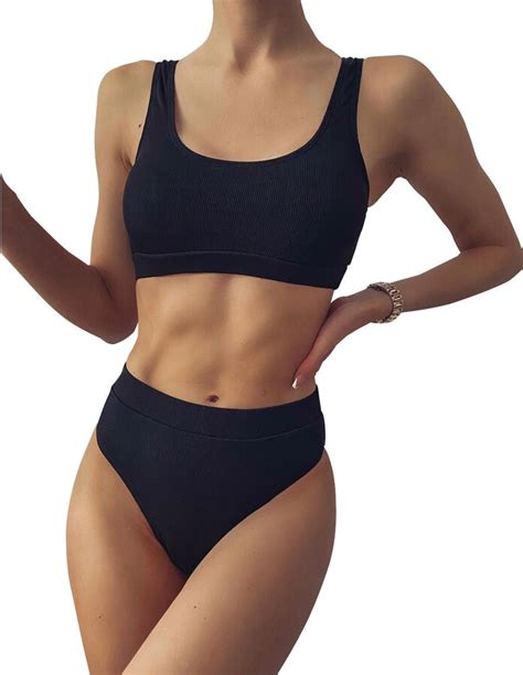 Fdeety Women S Bikinis High Waisted Push Up Bikini V Cut Bottom Swimsuits Sexy Thong Bikini