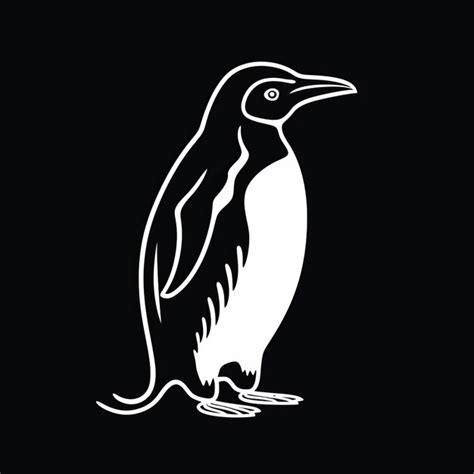 Premium Photo Detailed Engraving Style White Penguin Icon On Black