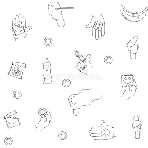 Say Yes To Safe Sex Seamless Pattern Background Icons Set Stock Vector