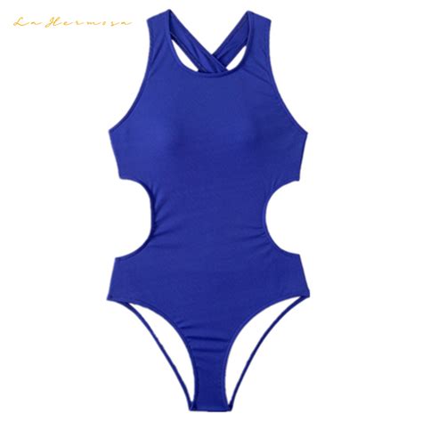 New Style Hot Sale Women Swimsuit Pure Blue One Piece Bikini Beachwear Wholesale Bathing Suit