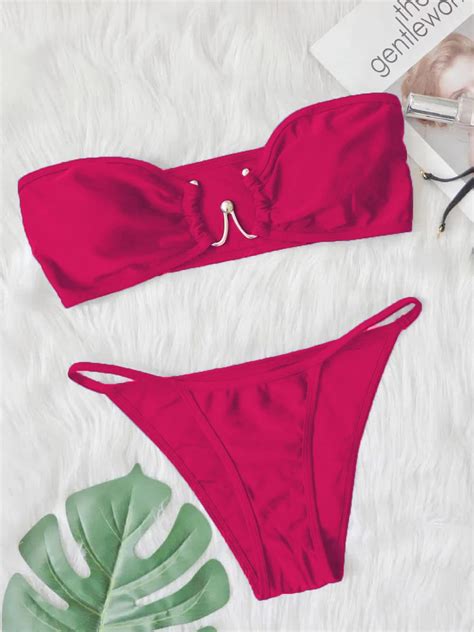 Buy VAGHBHATT Metallic String Bikini Lingerie Set Bikini 21 HOT PINK Lingerie Set For Women