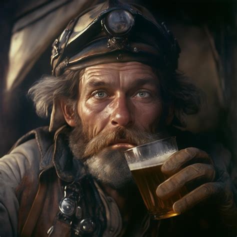 Premium Photo An Old Motorcycle Rider Drinking Beer