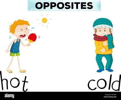 Opposite Words For Hot And Cold Illustration Stock Vector Image Art Alamy