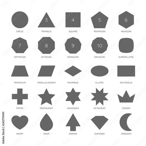 Big Set Vector Basic Shape Circle Triangle Square Pentagon Hexagon