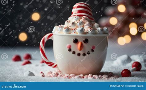 A Cute Snowman Shaped Hot Chocolate Stock Illustration Illustration Of Drink Festive 351686721