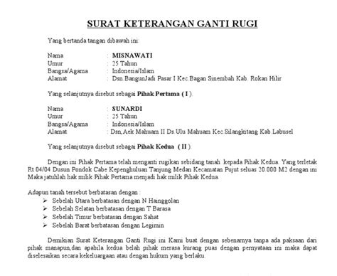 Detail Contoh Surat Pernyataan Ganti Rugi Kerusakan Koleksi Nomer 6