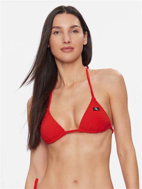 Calvin Klein Swimwear Góra od bikini KW0KW02466 Czerwony Modivo pl