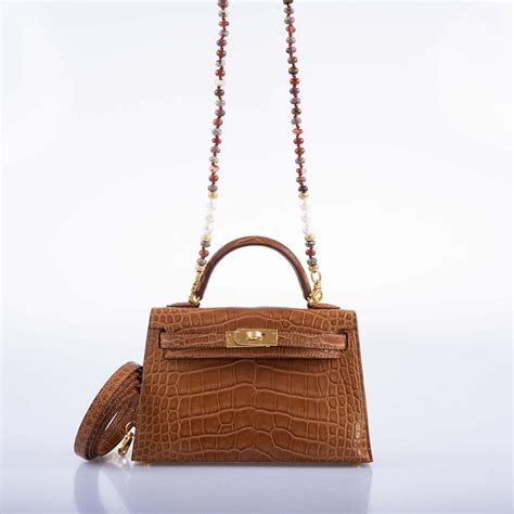 Hermès Kelly 20 Mini II Sellier Gold Matte Alligator with Gold Hardware