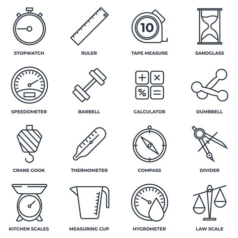 Set Of Measuring Icon Logo Vector Illustration Measure Measurement