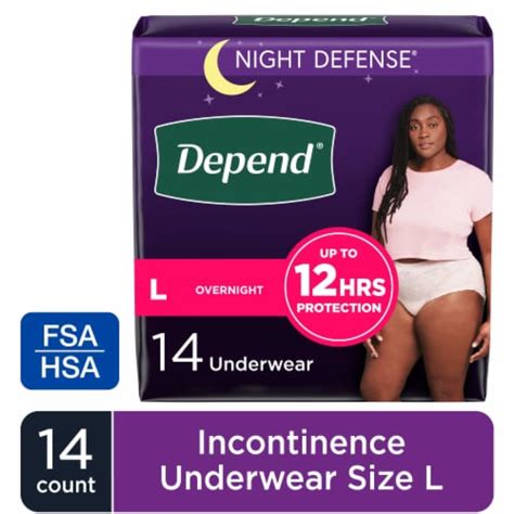 Depend Adult Incontinence Underwear Night Defense for Women, Size L, 14 ...