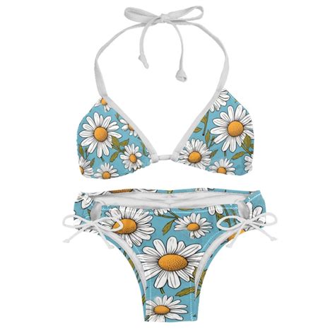 Daisy Swimsuit Bikini Set With Detachable Sponge And Adjustable Strap Two Pack For Beach And
