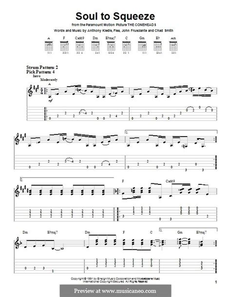 Soul To Squeeze Red Hot Chili Peppers By Flea A Kiedis C Smith J Frusciante On Musicaneo