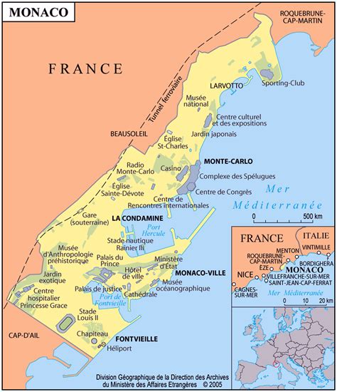 Карта Монако 2025 с городами и районами подробная