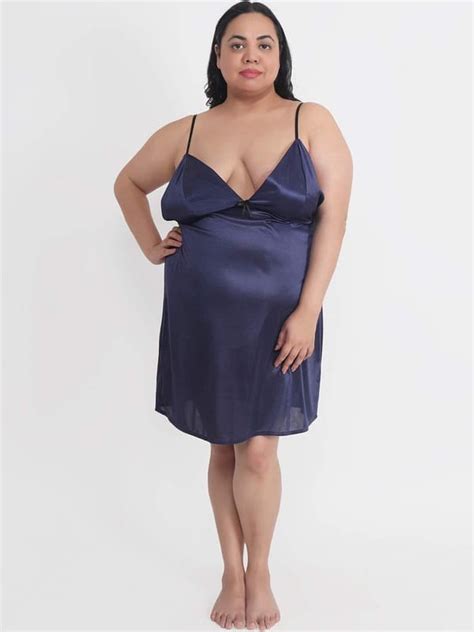 Plus Size Hot Bikini Navy Babydoll Dress For Honeymoon Bb N