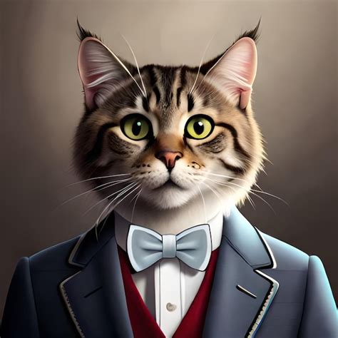 Premium Ai Image A Cat In A Suit And A Bow Tie