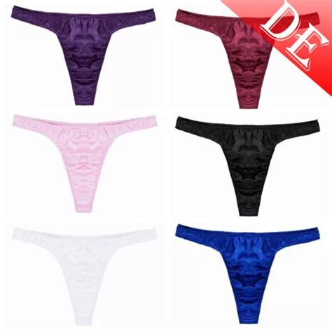 DE HERREN SATIN Sissy Slips Bikini Tanga G String Thong Low Rise Erotik Dessous EUR